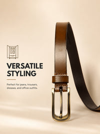 Tan Women's Solid Genuine Leather Belt
