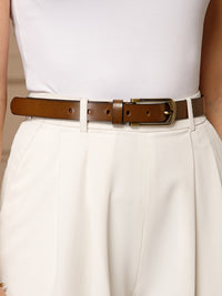 Tan Women's Solid Genuine Leather Belt