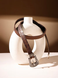 Brown Croco Western Women's Genuine Leather Belt