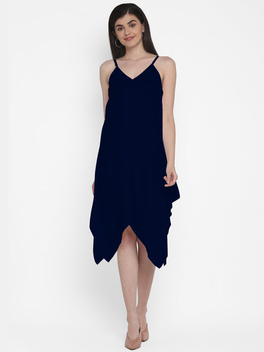 Women Asymmetric Blue Dress