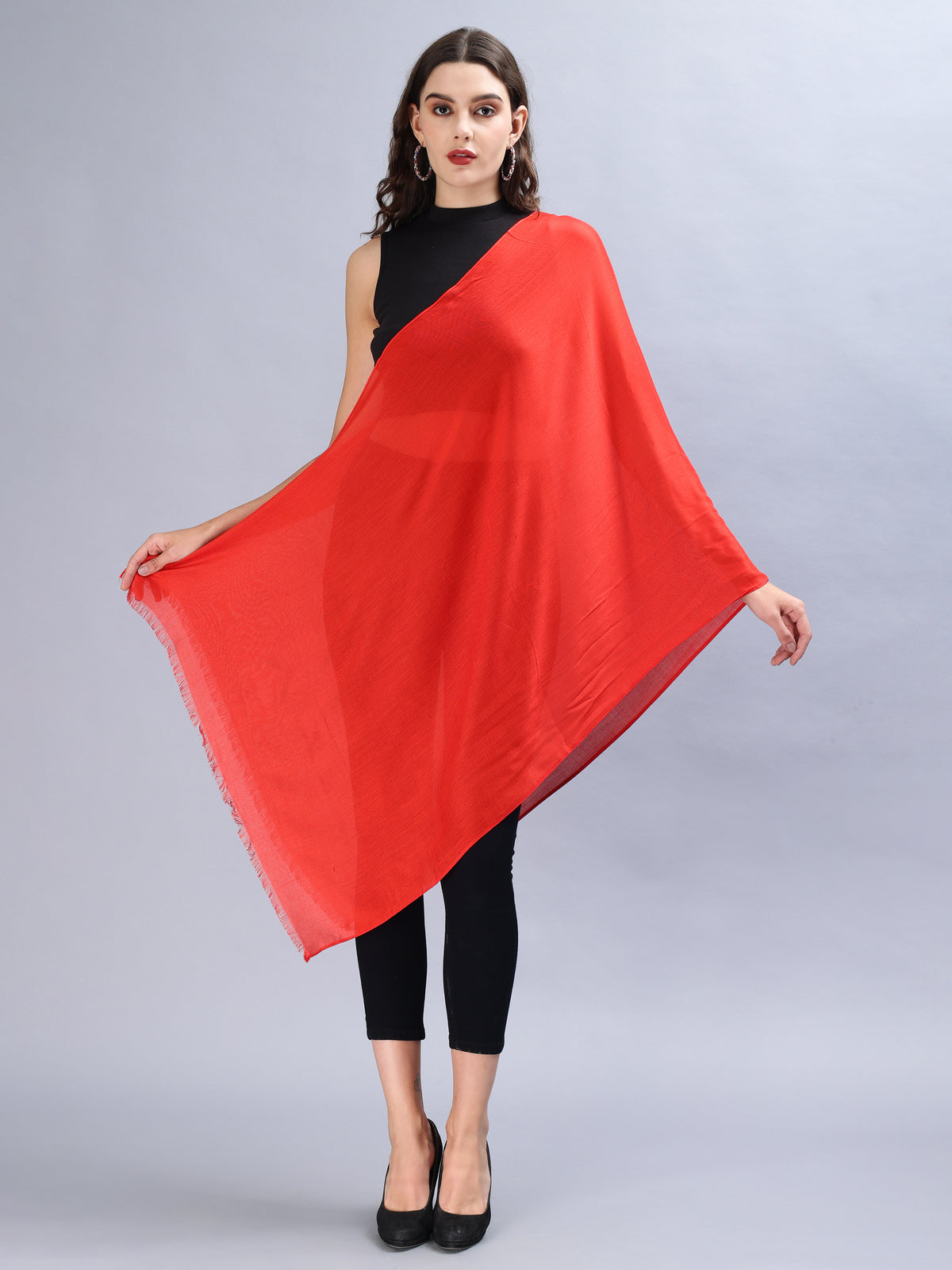 Red Viscose Summer Stole Scarves
