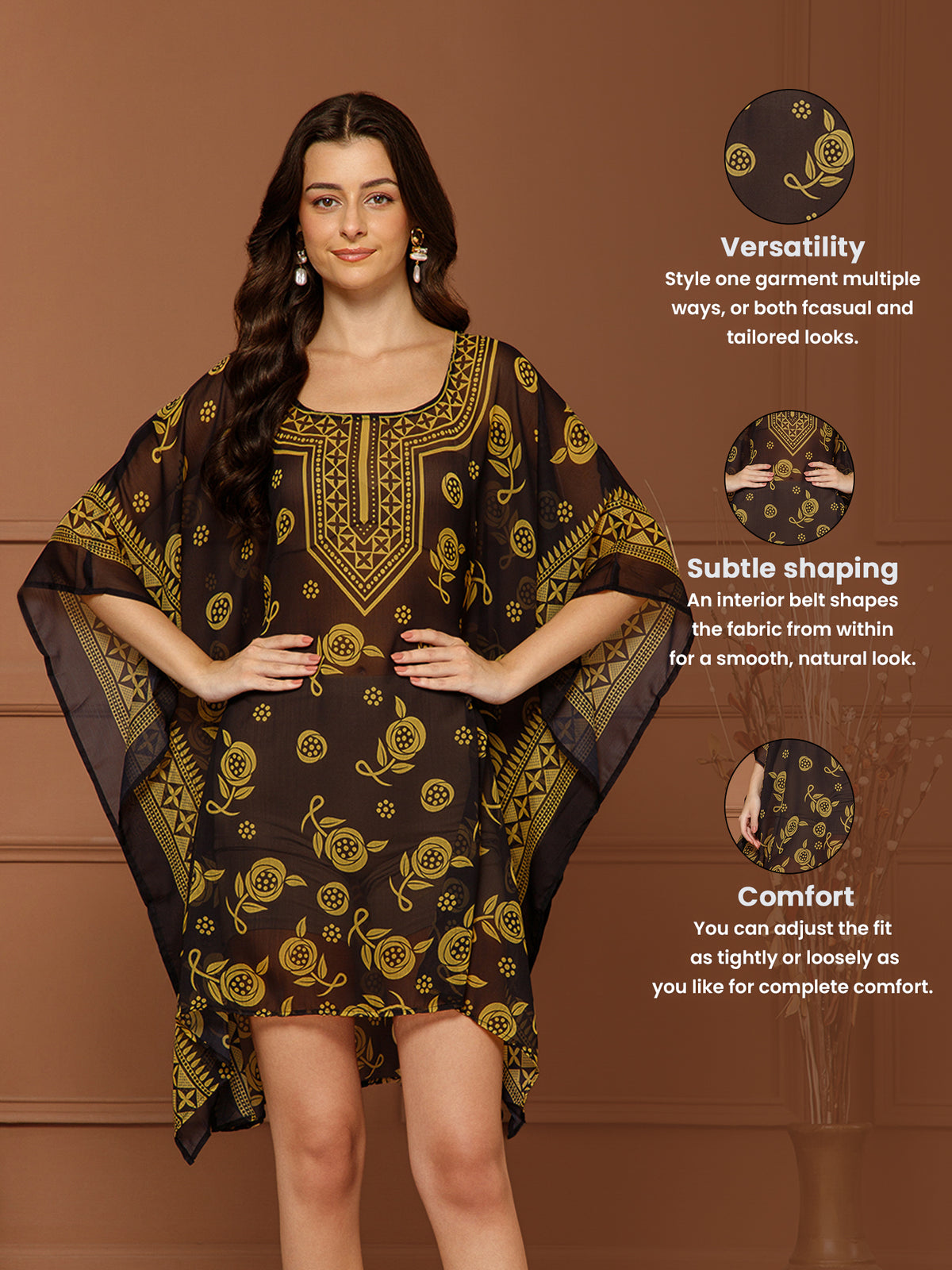 Women's Chiffon Round Neck Kaftan Dresss