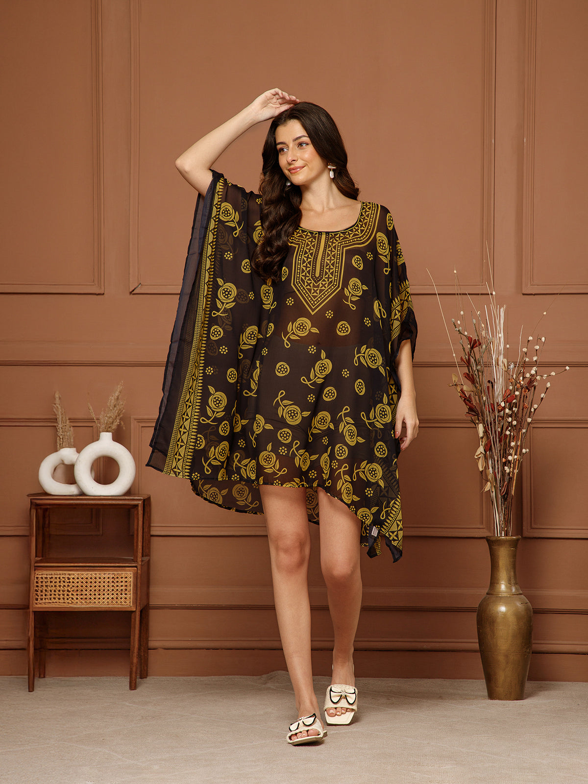 Women's Chiffon Round Neck Kaftan Dresss