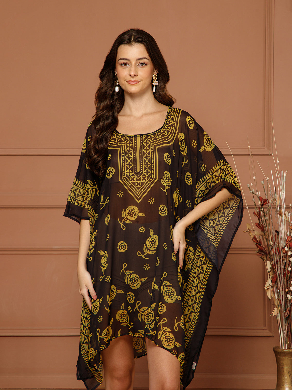 Women's Chiffon Round Neck Kaftan Dresss