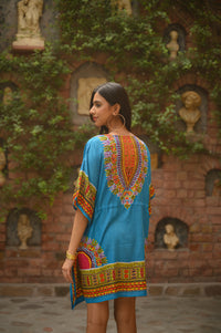 Aditi Wasan Blue Floral Printed Kaftan Dress