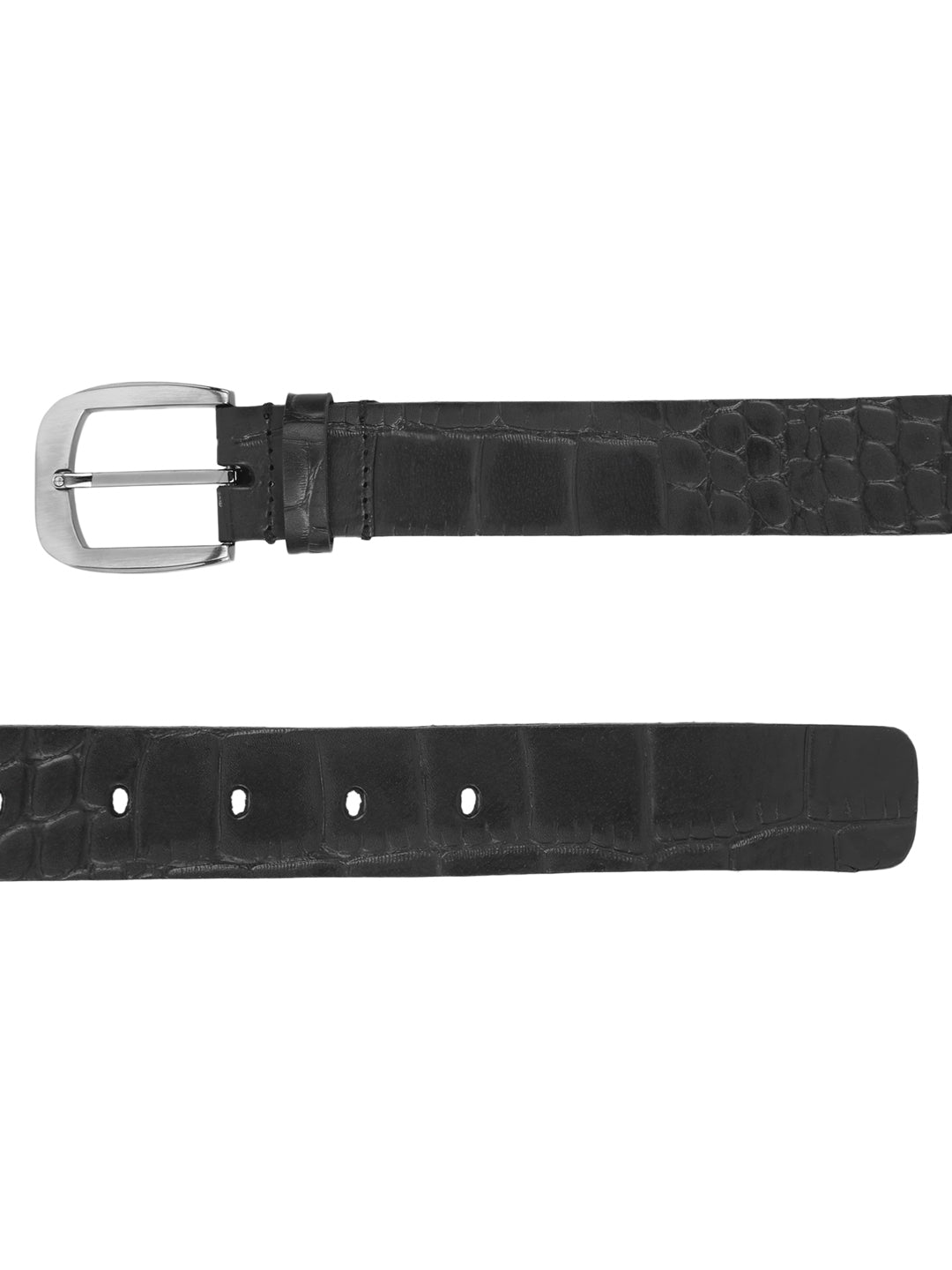 Black Croc Pattern Embossed Belt
