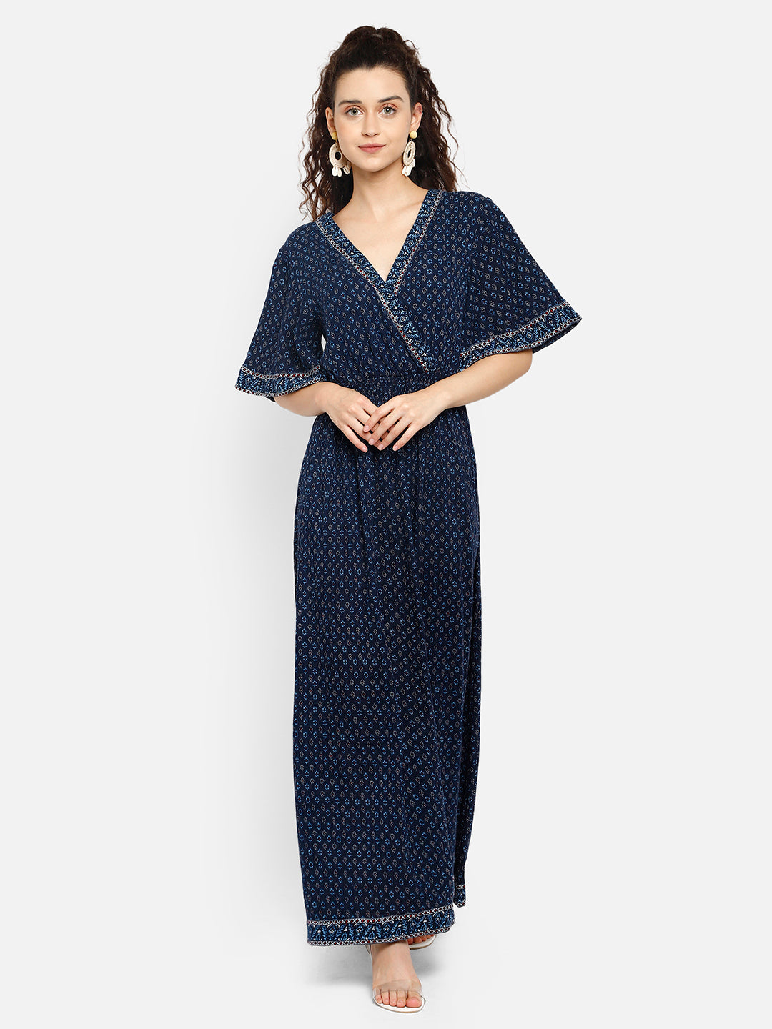 Blue printed kimono dress Aditi Wasan