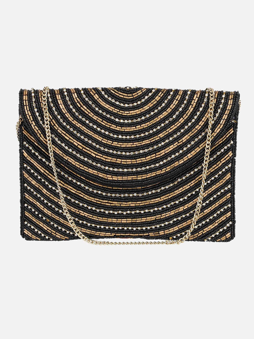 Embroidered Black and Golden Clutch Aditi Wasan