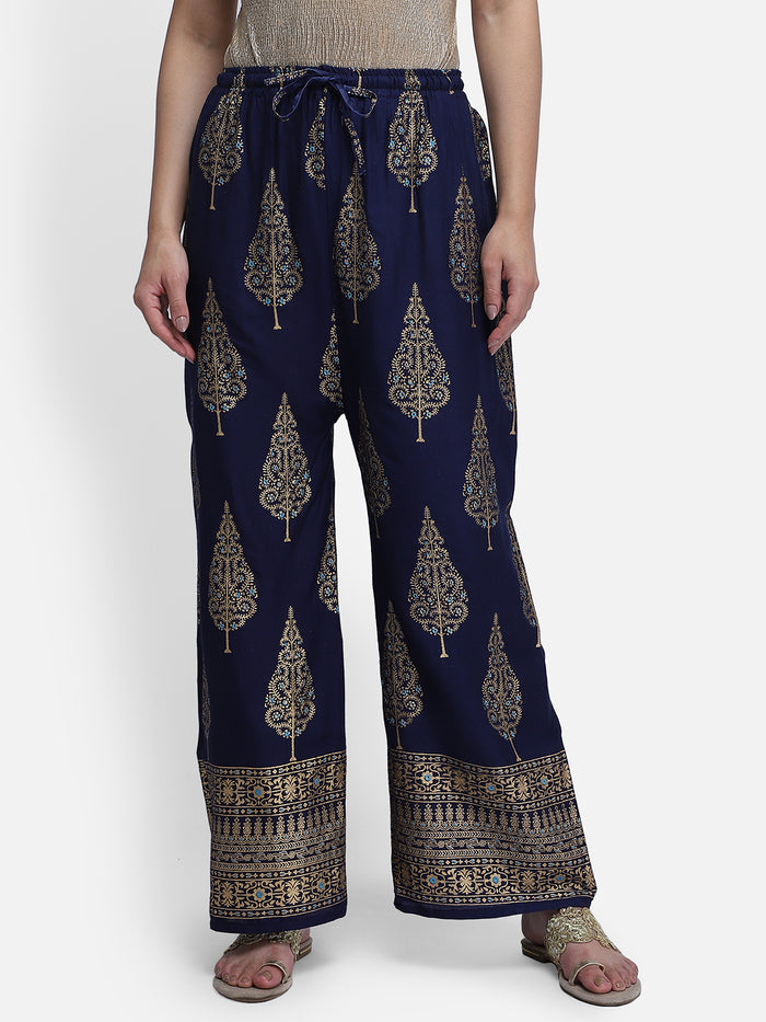 Blue paisely print palazzo pant Aditi Wasan