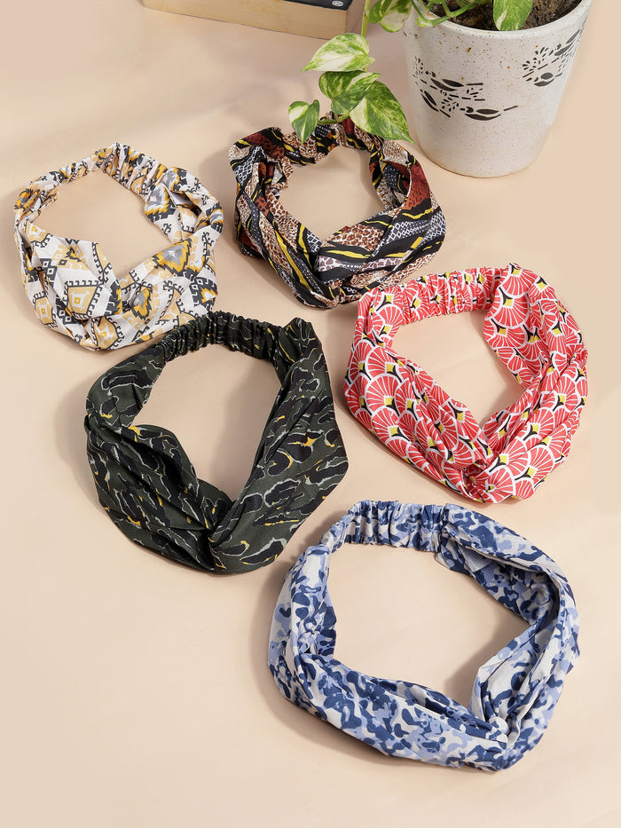 Women Set of 5 Printed Hairbands