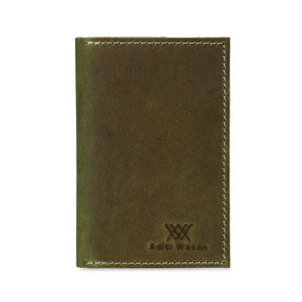 genuine leather two tone green cardholder