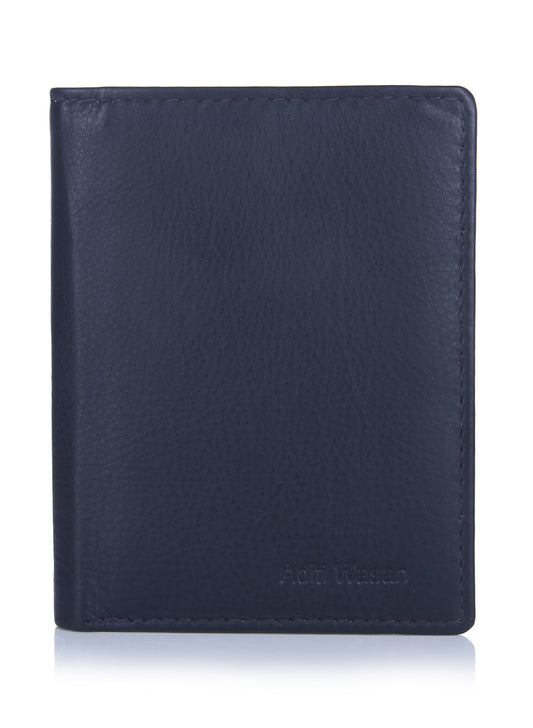 genuine leather dark blue card wallet