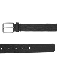 Weave pattern embossed black belt - Aditi Wasan