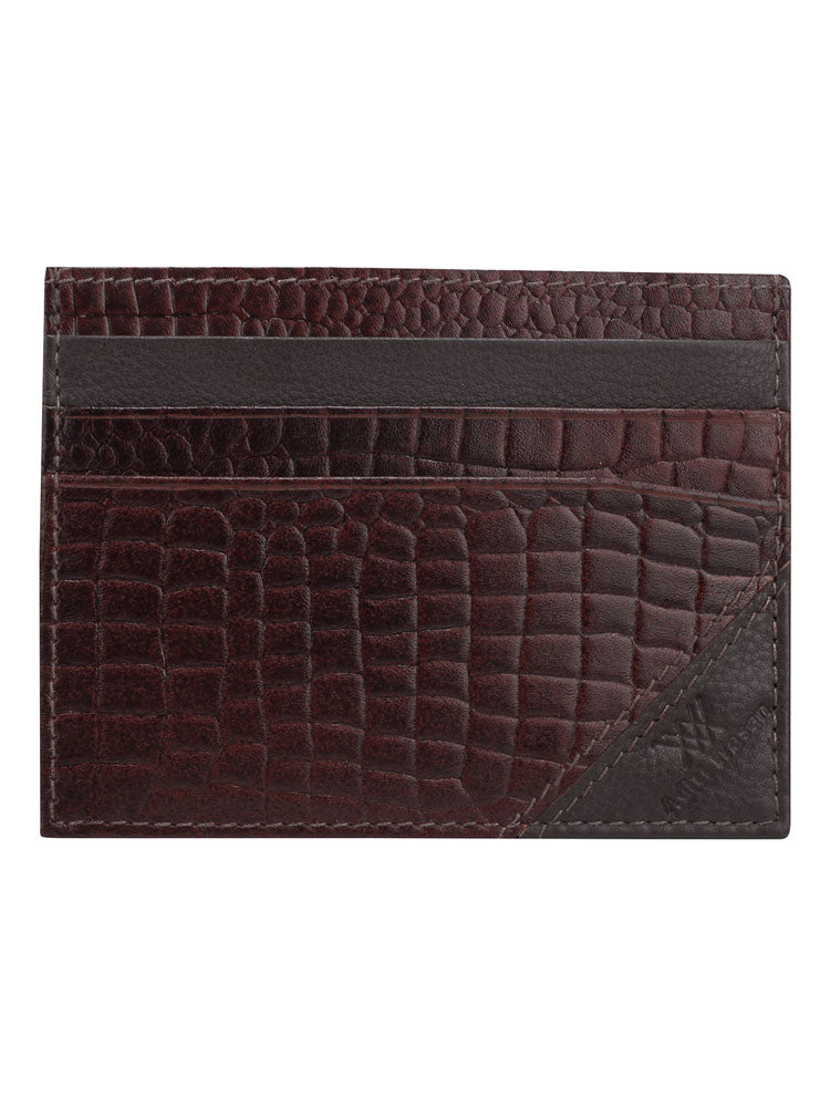 genuine leather brown croc embossed cardholder aw brcrch008 brown