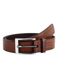 Weave pattern embossed brown belt - Aditi Wasan