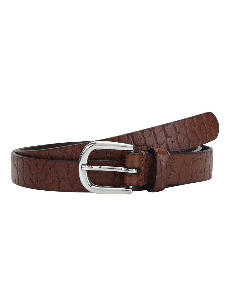 brown embossed belt