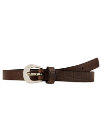 Croco pattern embossed brown belt Aditi Wasan