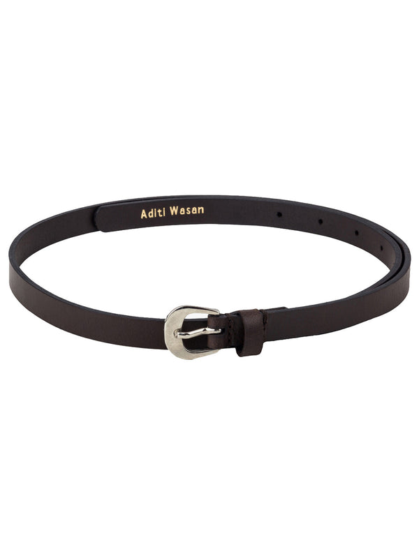 Genuine leather dark brown belt Aditi Wasan
