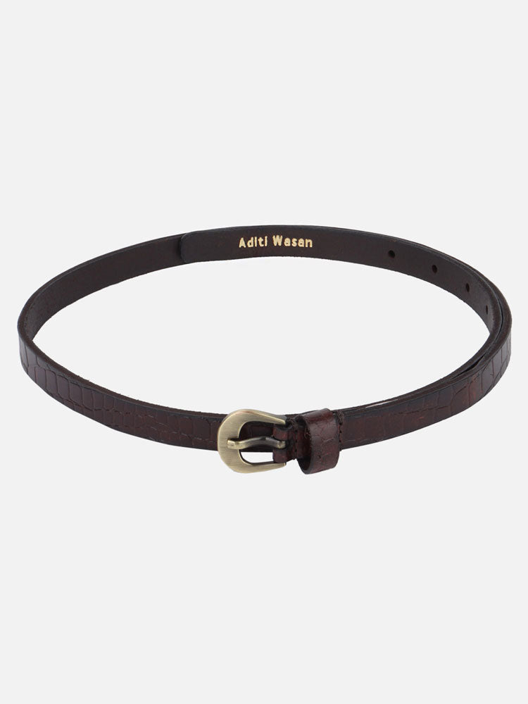 embossed croco brown belt