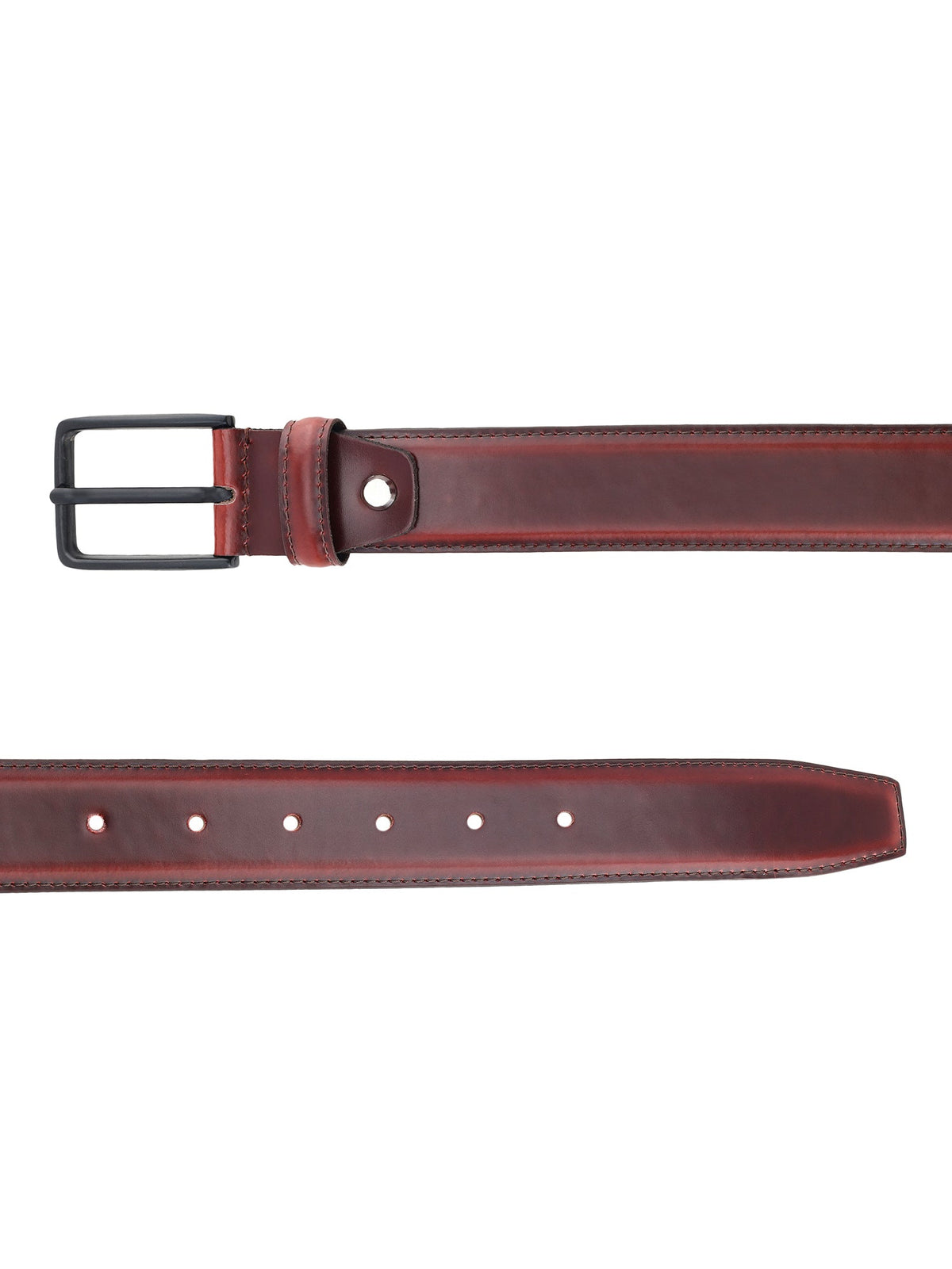 Formal Dual Tone Maroon Stitch Design Genuine Leather Men's Belt