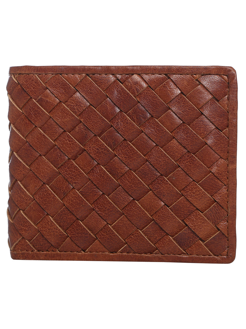 Tan Woven Design Wallet - Aditi Wasan