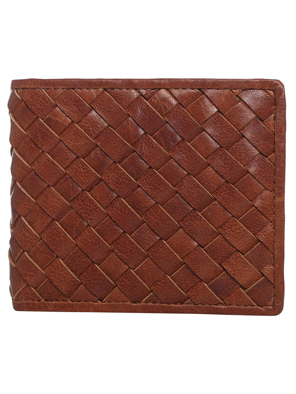 Tan Woven Design Wallet - Aditi Wasan
