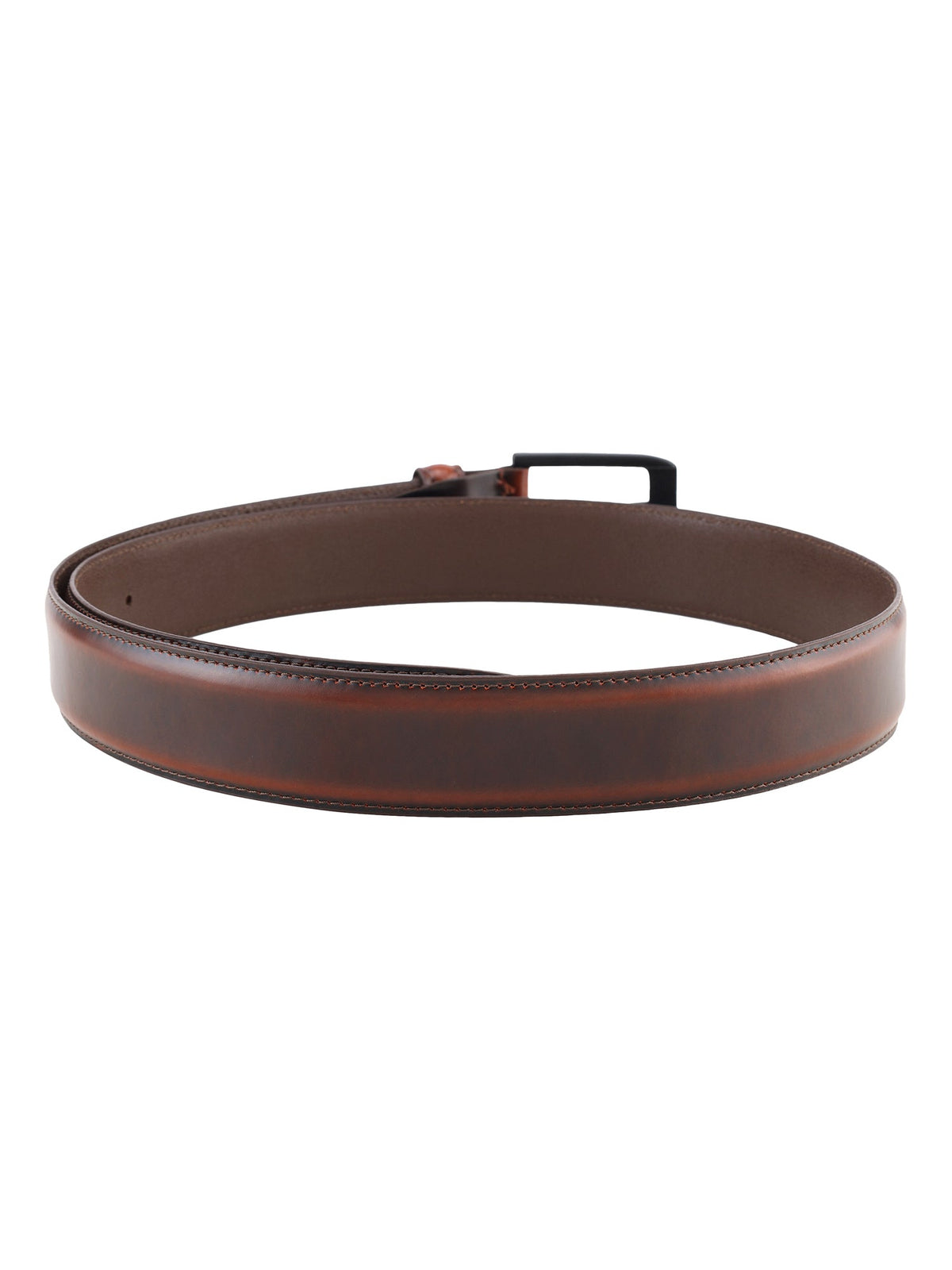 Formal Dual Tone Brown Stitch Design Genuine Leather Men's Belt