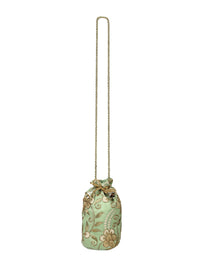 Light Green Potli Bag Golden Embroidery Aditi Wasan