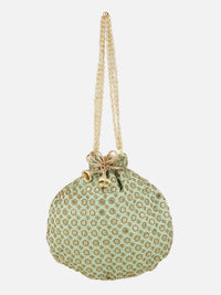 Handcrafted Mint Green embroidery Potli Bag Aditi Wasan