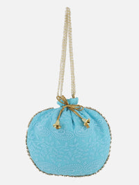 Blue Embroidered Potli Bag Aditi Wasan