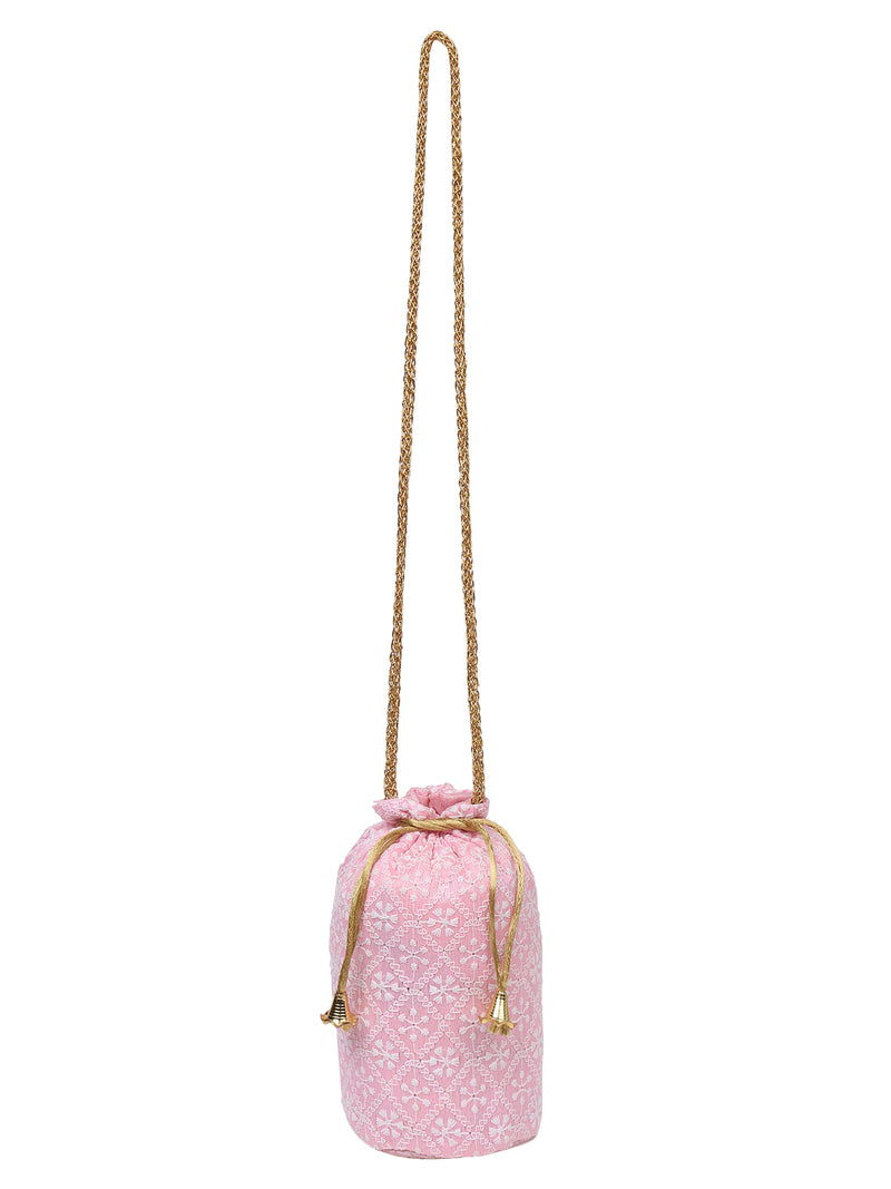 Baby Pink Embroidered Potli Bag Aditi Wasan