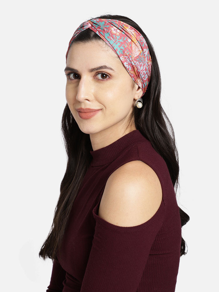 multicolor printed knot design headband