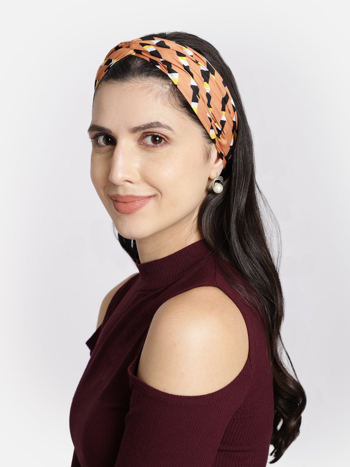 Tan Printed Headband - Aditi Wasan