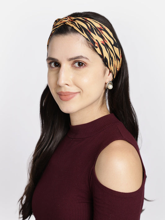Yellow Printed Headband - Aditi Wasan