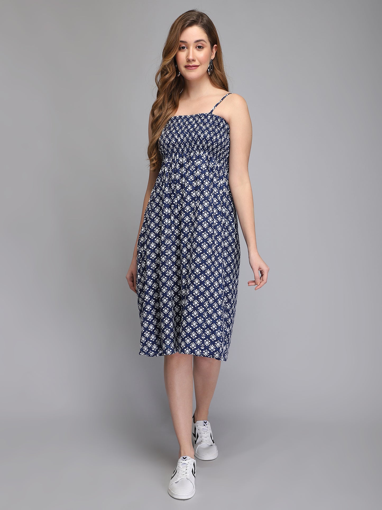 Blue printed bandeau freesize dress Aditi Wasan