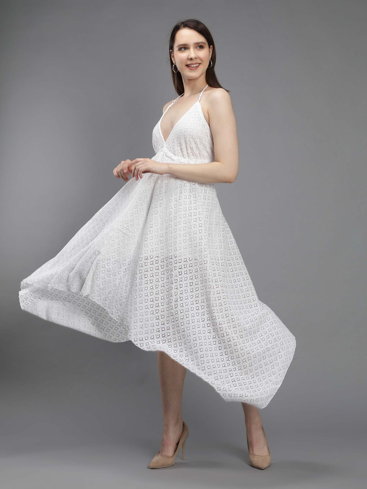 White Lace Long Beachwear Dress Aditi Wasan