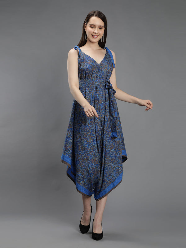 Paisley print blue harem jumpsuit Aditi Wasan