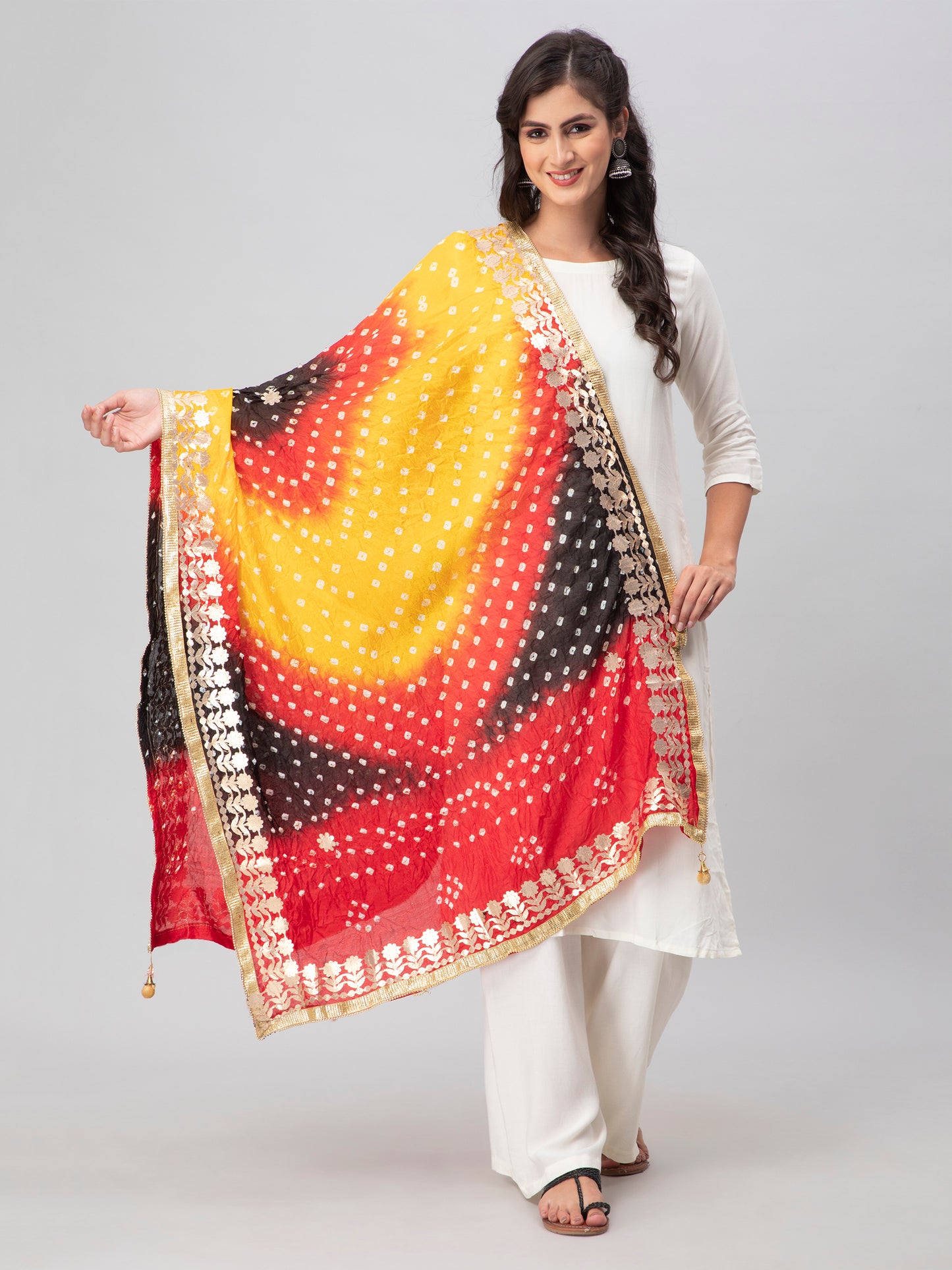 Multi-Color Bandhani Silk Blend Dupatta