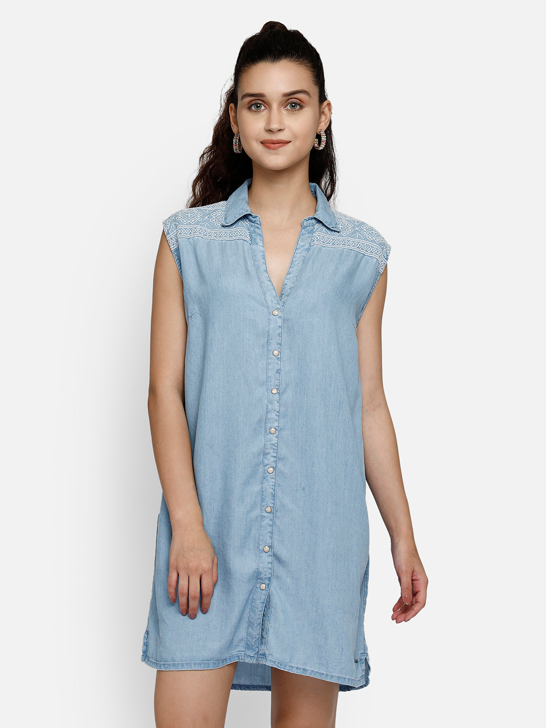 Denim blue midi shirt dress Aditi Wasan