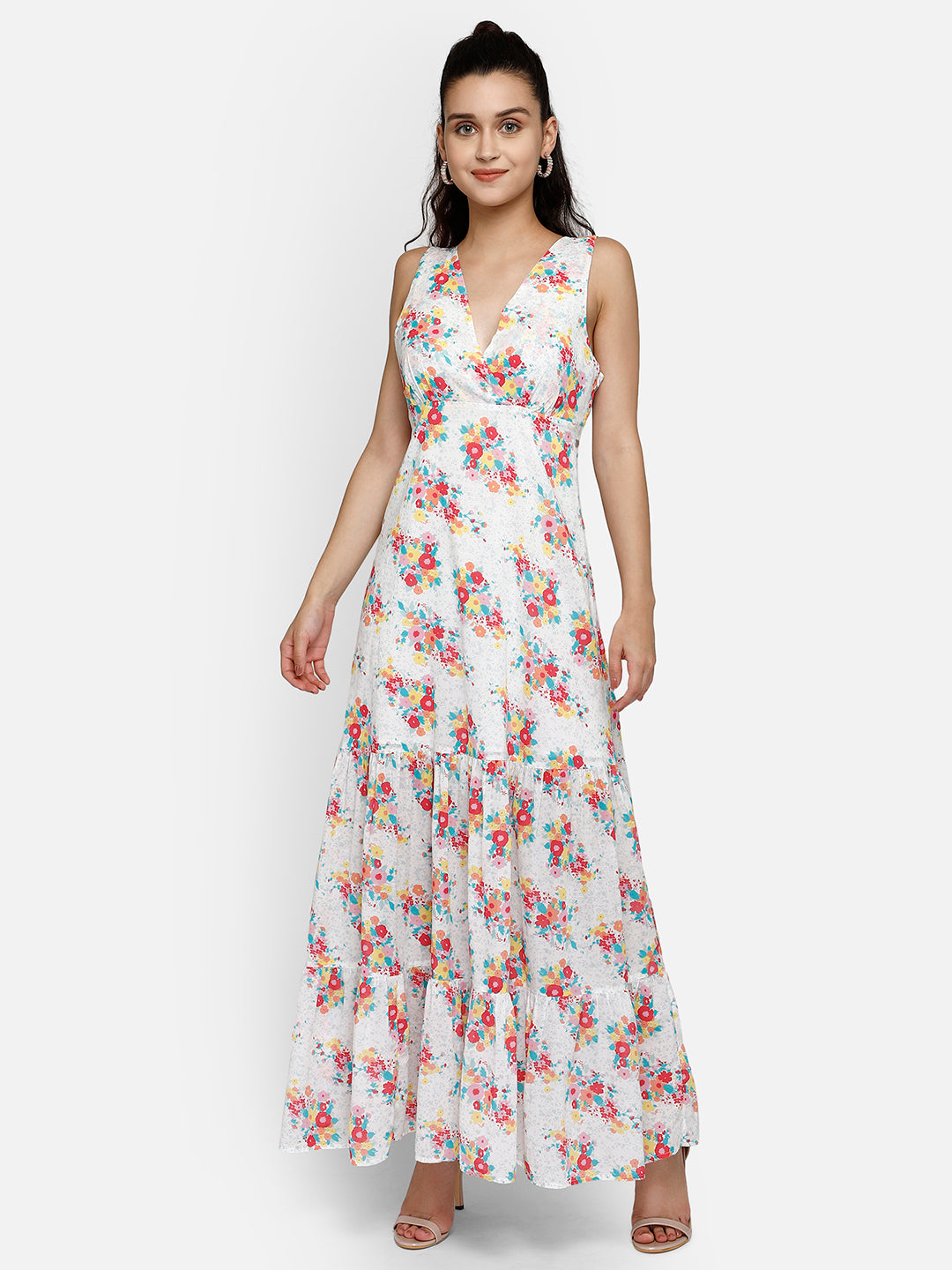 White floral print maxi dress - Aditi Wasan