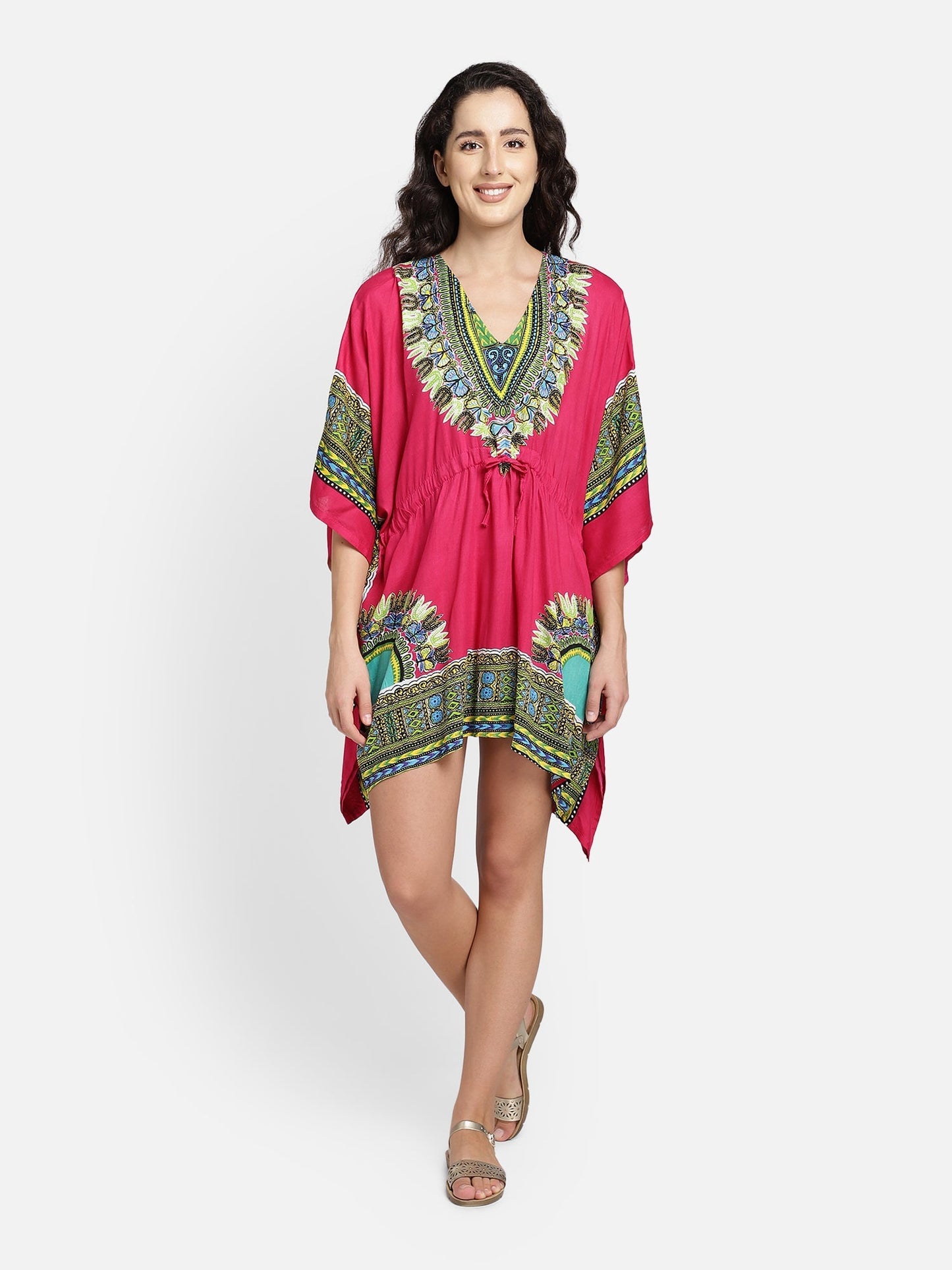 Pink printed free size kaftan Aditi Wasan