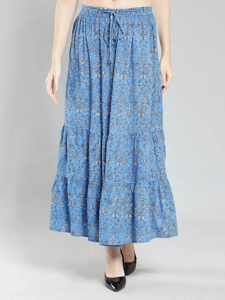 Aditi Wasan blue floral print maxi skirt