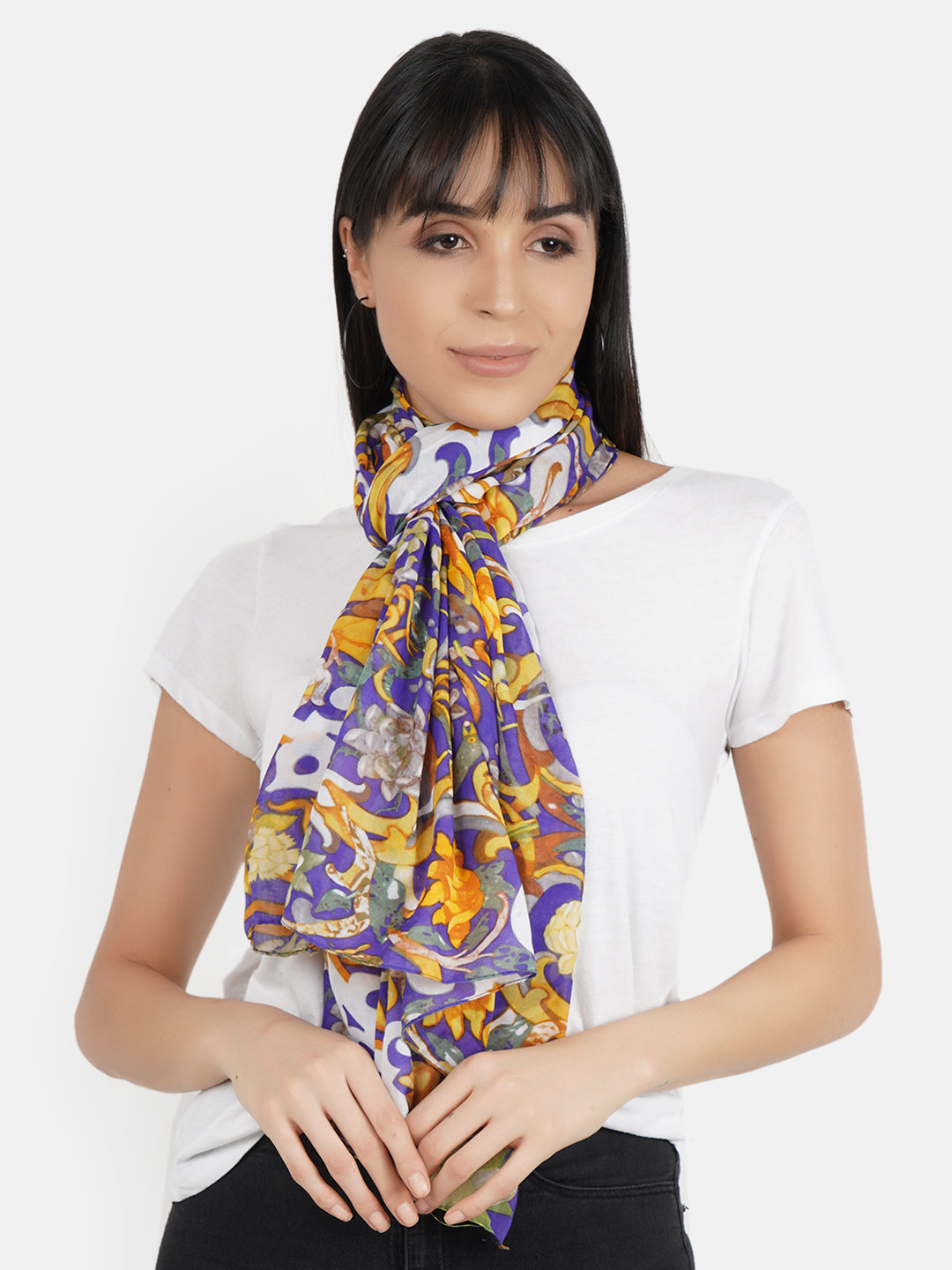 Multicolor printed viscose stole Aditi Wasan