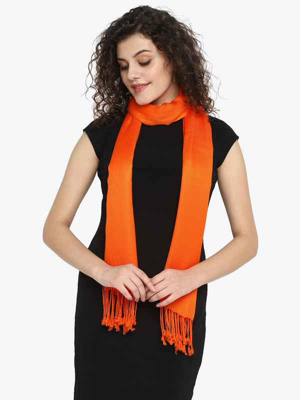 Viscose Twill Orange Stole - Aditi Wasan