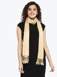 Viscose Twill Beige Stole - Aditi Wasan