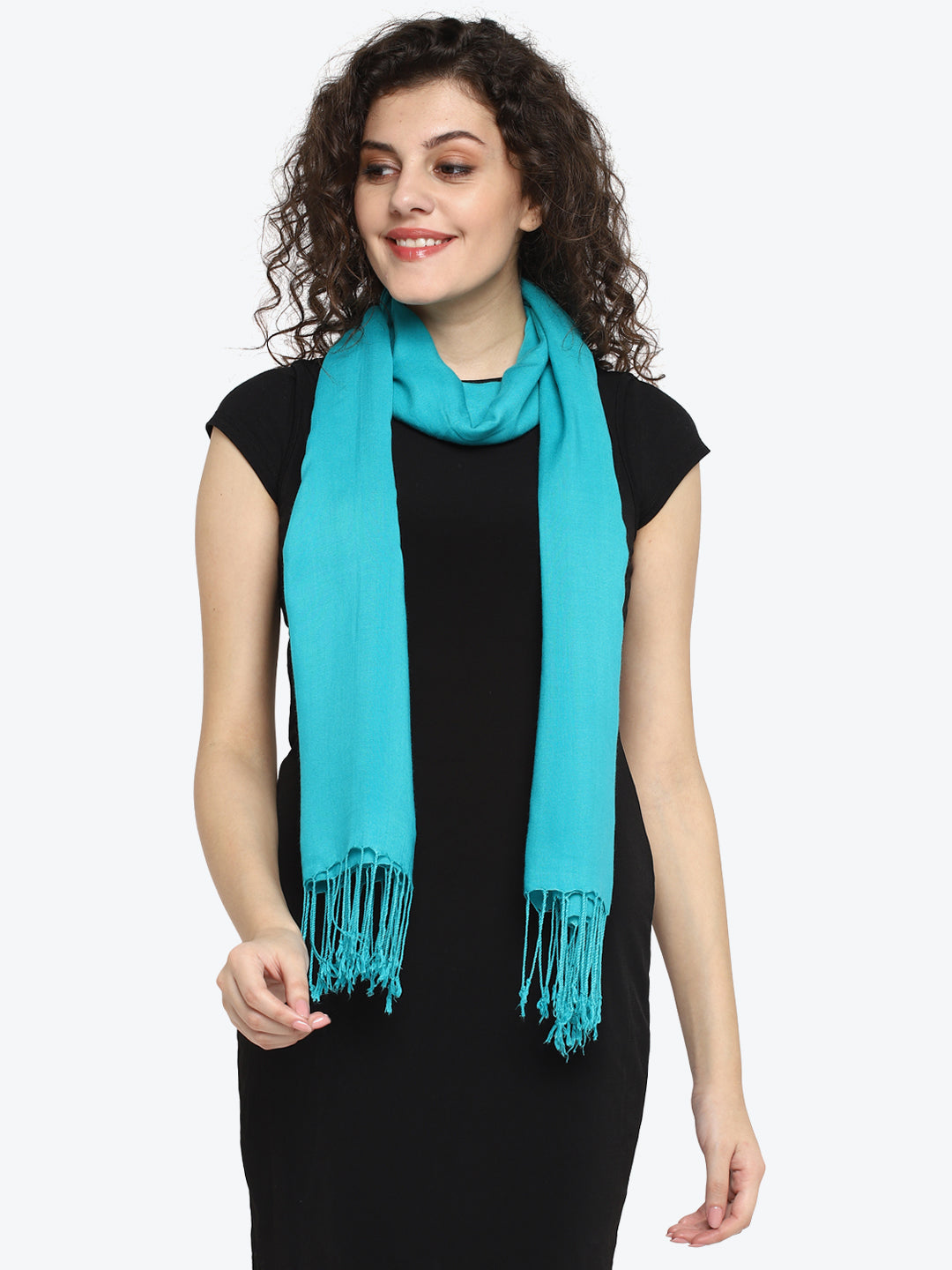 Viscose Turquoise Stole - Aditi Wasan