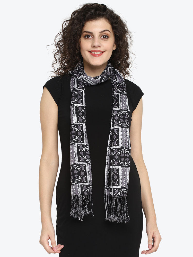 white_&_black_floral_printed_stole