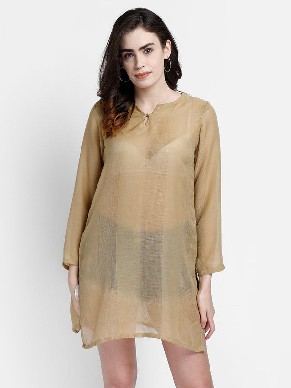 Beige sheer cotton tunic Aditi Wasan