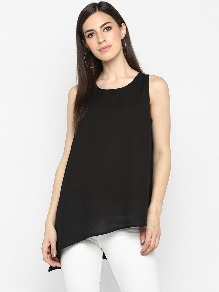 black-polyester-sleeveless-top