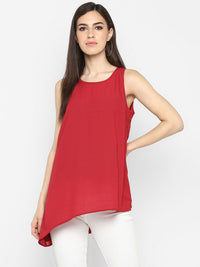 red-polyester-sleeveless-top